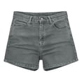 thumbnail image 4 of Cagogo Women Plus Size High Waisted Short Jeans with Pockets Casual Regular Fit Beach Shorts Summer Denim Bottoms, Gray 2XL, 4 of 9