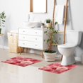 thumbnail image 7 of 2 Piece Bath Mat Set with U-Shaped Toilet Mat and Rectangle Bath Rugs Non Slip Machine Washable Bathroom Mats Red Watercolor Flowers, 7 of 7