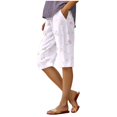 thumbnail image 2 of Only Moment Women's Drawstring Sweat Shorts Linen Graphic Printed Shorts Summer Casual Elastic High Waisted Wide Leg Cute Dressy 2026 Vacation Beach Clothes Linen Shorts for Women Purple,S, 2 of 6