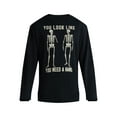 thumbnail image 5 of Halloween Crewneck Fleece Sweatshirt, You Look Like You Need a Hand Skeleton Crew, Men's Sizes XS-3XL, 5 of 5