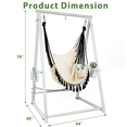 thumbnail image 3 of Hammock Chair Hanging Rope Swing & Stand Set with Two Holders, Heavy Duty Hanging Stand with Three Hooks, Multi-Use for Indoor Outdoor Patio Yard Garden (White), 3 of 7