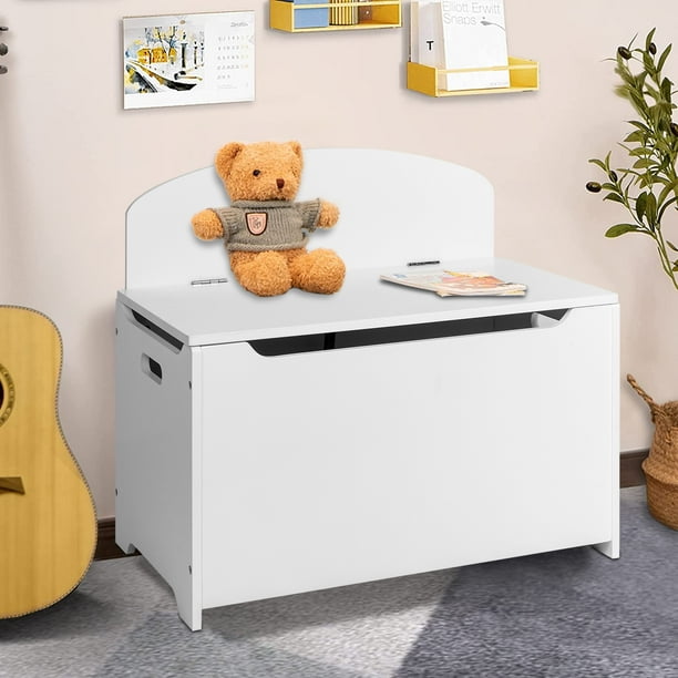 SESSLIFE Toy Storage Box, Wooden Toy Box and Storage Chest with Seating