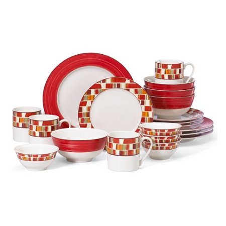 UPC 070357528809 product image for Gorham Emeril Julia Street Red Stoneware 20 Piece Dinnerware Set | upcitemdb.com