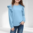 thumbnail image 2 of Linfrsh Toddler Girl Long Sleeve Shirt Girls Long Sleeve Shirts Kids Crewneck Soft Tunic Tops Basic Casual T-Shirts Light Blue,9-10 Years, 2 of 5