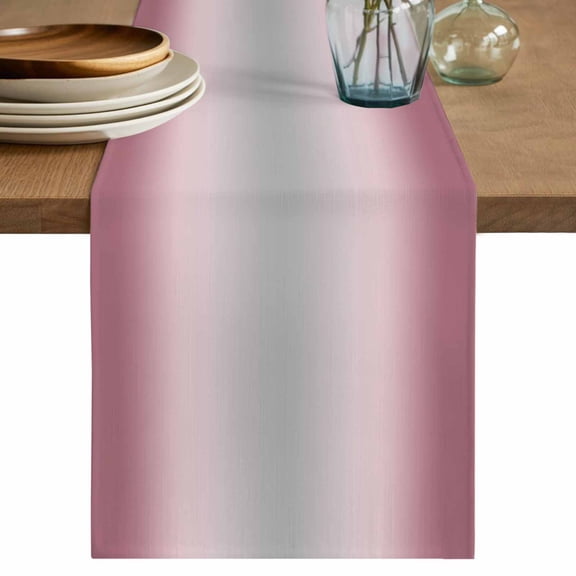 Table Runner 72 Inches Long for Kitchen Dining, Pink Ombre Dresser Scarf Farmhouse, Dining Table Decorations for Wedding/Parties, Modern Grey Gradient Farmhouse Art 14 x 72 In