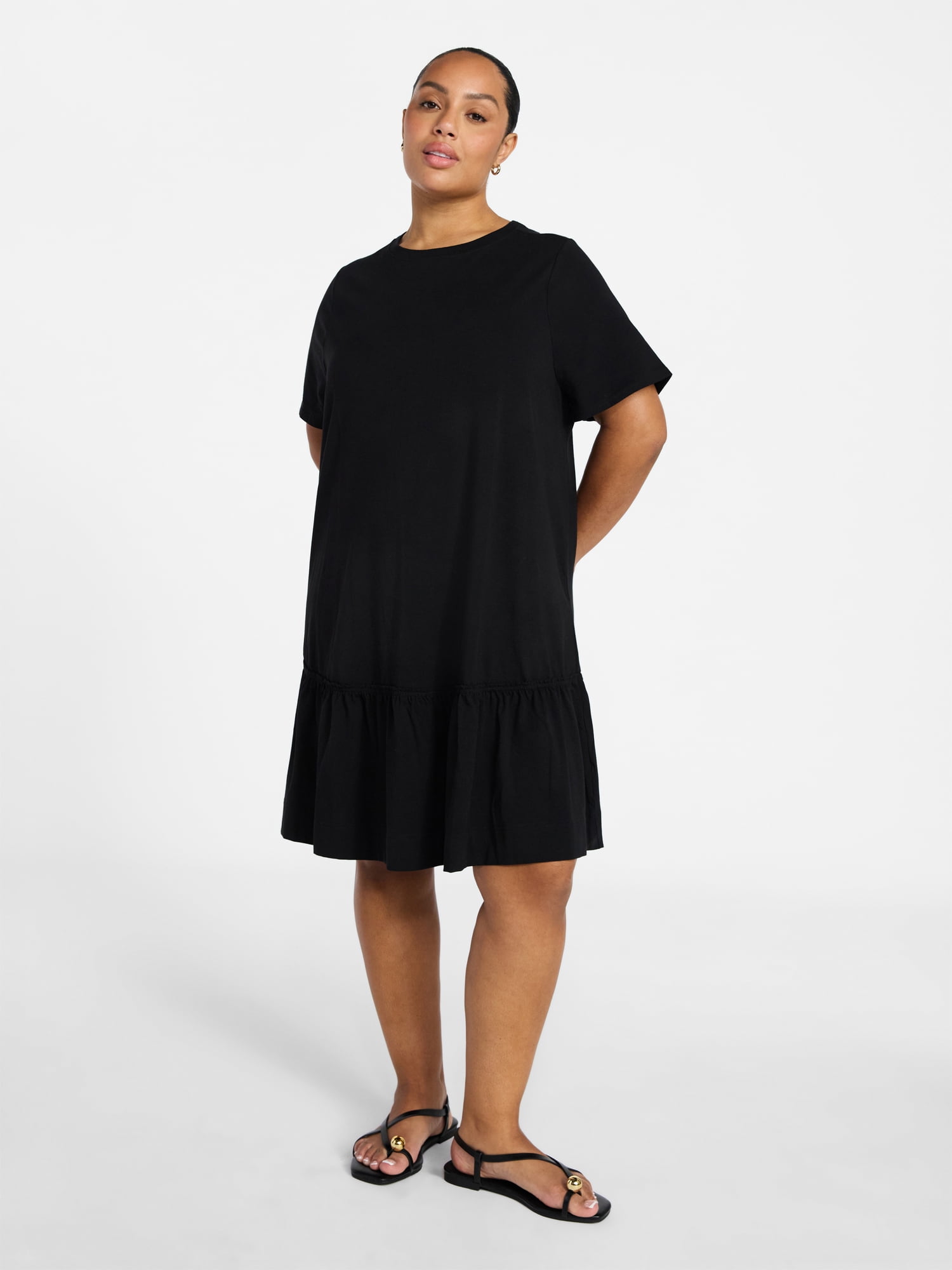 Terra & Sky Women's Plus Size Tier Tee Dress with Short Sleeves, Size 0X-5X