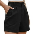 thumbnail image 4 of Clearance! Women's Linen Shorts High Waist Wide Leg Summer With Pockets Pleated Wrap Hem Zippered Casual Comfortable Lightweight Beach Shorts Black L Size, 4 of 7