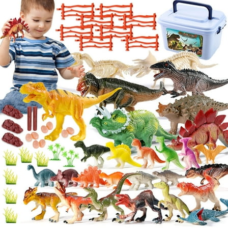 Dinosaur Toys for Kids 3-5, Realistic Jurassic Dinosaurs Figures with Eggs&Trees&Fence Playset to Create a Dino World,Gifts for Toddler Boys & Girls Birthday Christmas