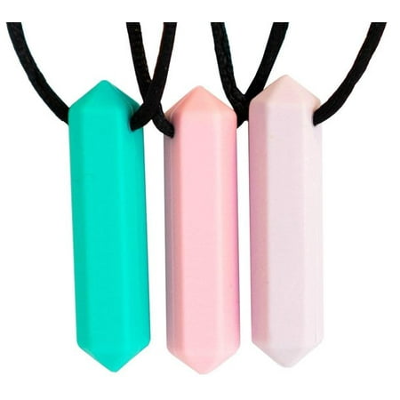 Sensory Necklace Best for Kids Have Autism Textured Silicone Chewy Toys Chewing Pendant Baby Chew Necklaces (3-Pack)