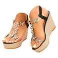 thumbnail image 3 of DAFEI Sandales Compensées Décontractées pour Femmes Chaussures à Plateforme Sandales Rétro Classiques Chaussures Compensées Décorées de Papillons, 3 of 8