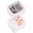 thumbnail image 2 of Caja dispensadora de contenedores de plástico con soporte Qtip para bastoncillos de algodón con 2 ranuras, tapa con bisagras para baño, organizador de almacenamiento para el hogar, 2 of 6