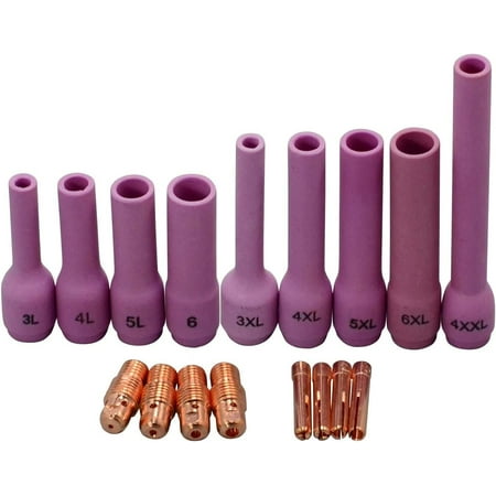 

TIG Welding Torch Aluminia Ceramic Cup Extra Long Kits WP 9 20 25 Series 17Pcs