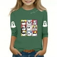 thumbnail image 2 of MKOSPLRT T-Shirts d'Halloween pour Enfants Filles Garçons Manches 3/4 Col Rond T-Shirts Graphiques Amusants Décontractés Amples pour Sortir T-Shirts Rentrée des Classes, 2 of 4