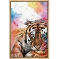 thumbnail image 1 of IDEA4WALL Framed Canvas Art Wall Decor Spotted Yellow Tiger with Rinbow Color Animals Wildlife Watercolor Expressionism Contemporary Portrait Colorful for Dorm Home Office - 16"x24", 1 of 3