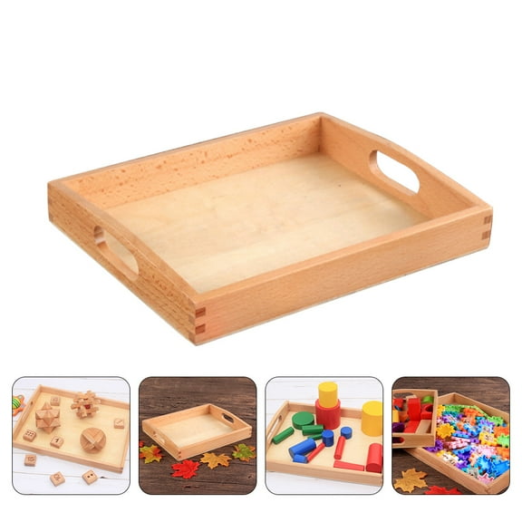 UPOUART Wooden Tray with Handle Multi Color Serving Box for Food Drinks and Storage