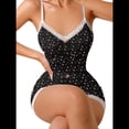thumbnail image 2 of Conjunto de Pijama de 2 Piezas para Mujer, Sin Mangas, con Estampado Floral, de Corazón y Cereza, Pantalones Cortos Informales, Ropa de Dormir, Negro, Talla XL, 2 of 8