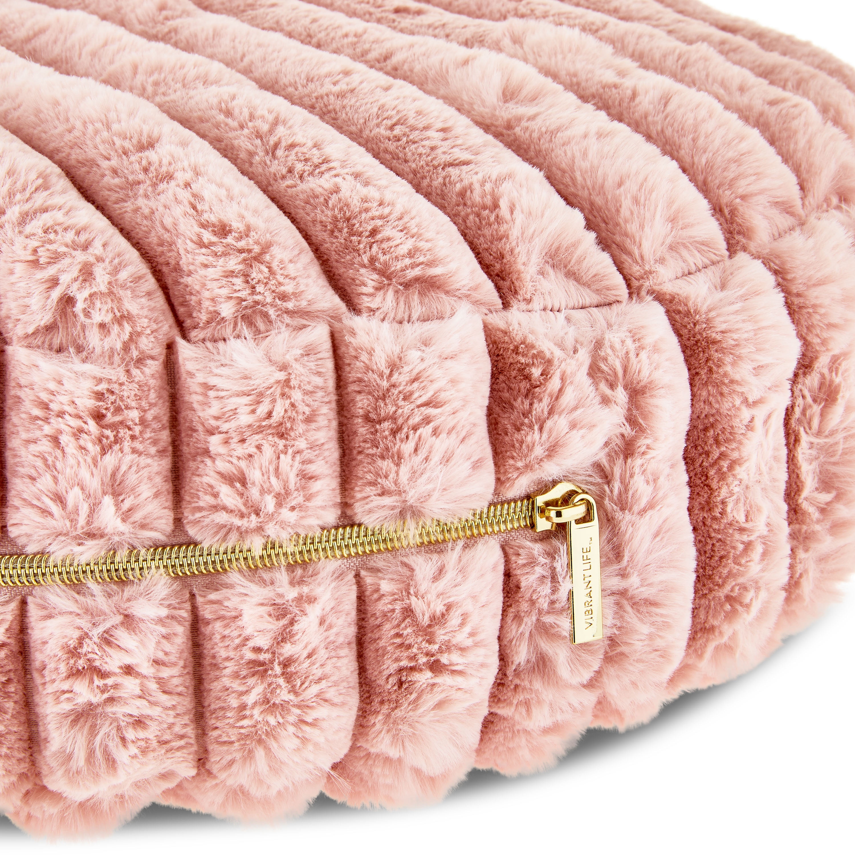 Vibrant Life Small Round Ribbed Orthopedic Dog Bed, Pink, 22"