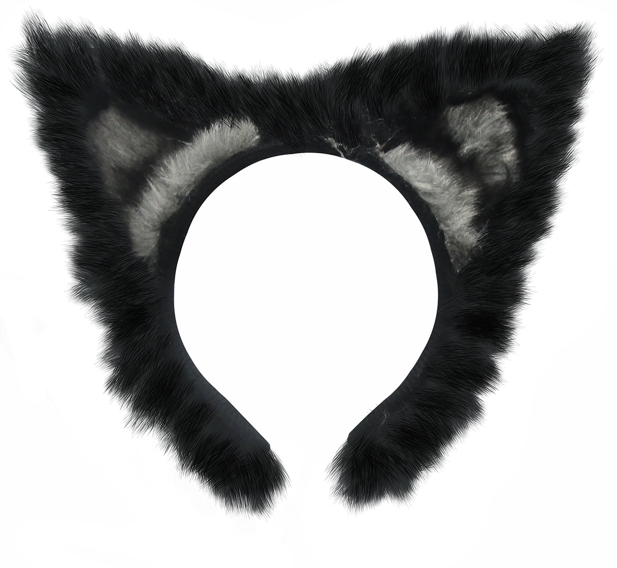 Faux Fur Handmade Cosplay Cat Ears Headband Classic Black Cat Ears