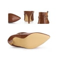 thumbnail image 2 of BLISSFUL STEP Women's Ankle Boost Faux Leather Pointed Toe Stiletto Heel Cross Strap Boots Brown 8, 2 of 6
