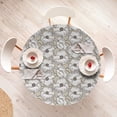 thumbnail image 4 of Ambesonne Floral Fitted Round Tablecloth, Poppy Flowers Retro Palette, 45"- 56" Diameter, Dark Eggshell Brown White, 4 of 5