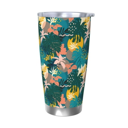 

Cauagu Hawaiian Style Pattern 20oz Tumbler Stainless Steel Vacuum Insulated Tumbler with Lid Insulated Coffee Mug Thermal Cup with Splash Proof Sliding Lid-Without Straw
