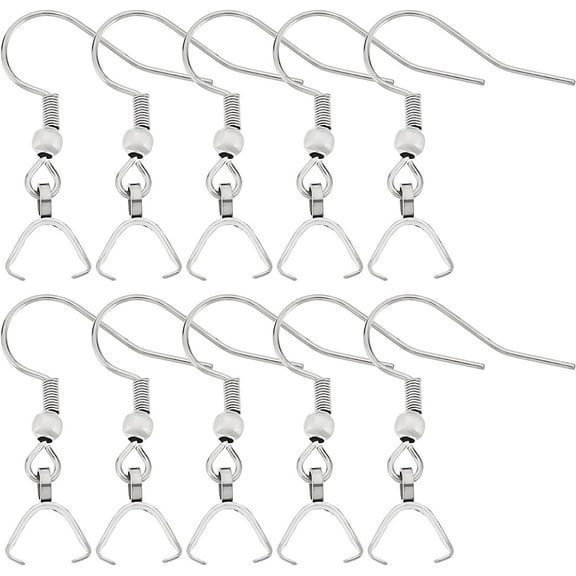 1 Box 50Pcs Earring Hooks with Pendant Clasp Stainless Steel French Wire Earring Ball Hooks with Pinch Bails for DIY Earring Making DIY