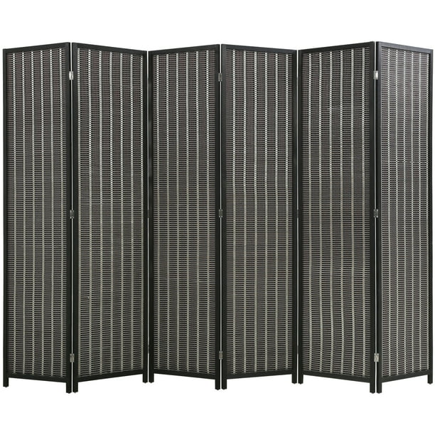 FDW Bamboo Folding Privacy 6 Panel Room Divider , 72" Tall, Black