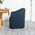 thumbnail image 5 of 25" Wide Upholstered Dining Chairs with Casters Modern Performance Fabric Barrel Back Rolling Dining Armchair for Kitchen Dining Room Living Room (Indigo), 5 of 10