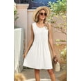 thumbnail image 5 of Loose Beach Vacation Casual Crew Neck Sleeveless Sundresses with Pockets Tank Dress White M, 5 of 10