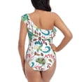 thumbnail image 6 of Yiaed Fairy Flower Print Women One Piece Swimsuits Tummy Control One Shoulder Bathing Suits Pattern Ruffle Swimwear-X-Large, 6 of 8