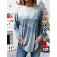 thumbnail image 1 of Camiseta para mujer, sudadera navideña de Papá Noel feo, cuadros de leopardo, estampado de copa de vino, manga larga, fiesta, Navidad, ajuste Regular, pintura, 1 of 4
