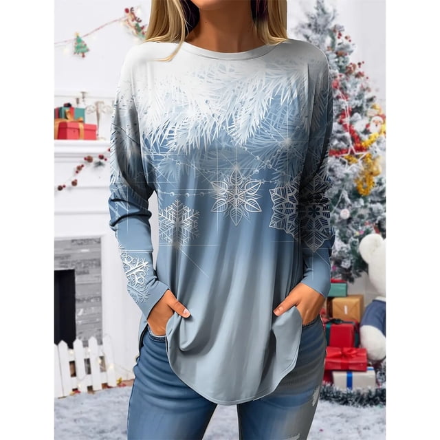 Camiseta para mujer, sudadera navideña de Papá Noel feo, cuadros de leopardo, estampado de copa de vino, manga larga, fiesta, Navidad, ajuste Regular, pintura