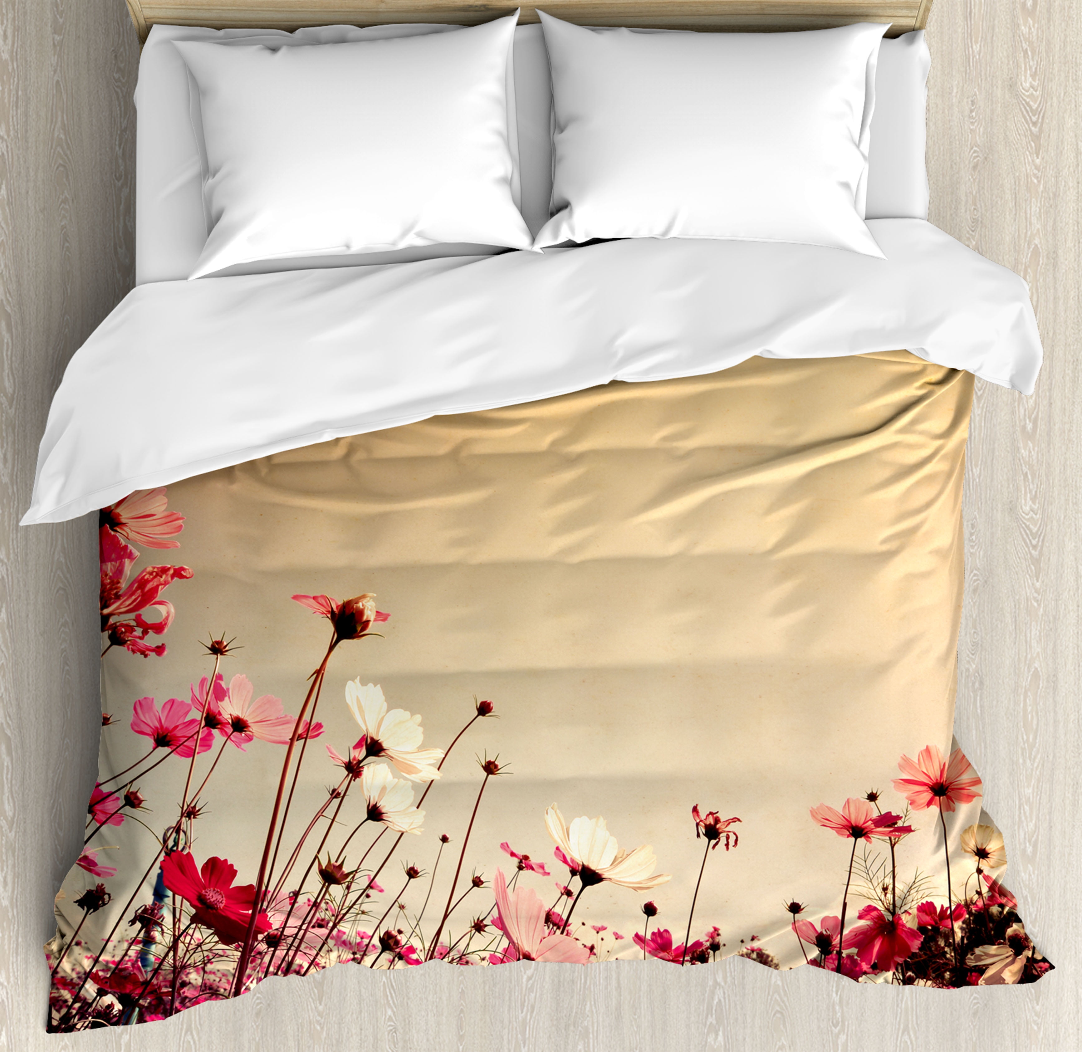 Floral Queen Size Duvet Cover Set Spring Summer Season Inspired Garden Flowers Poppies Photo 5199