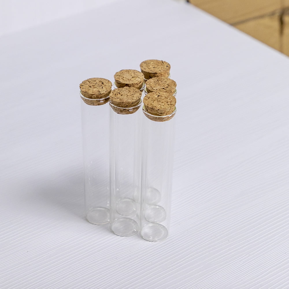 Transparent Test Tube Bottle with Cork Stopper 60ml Empty Straight