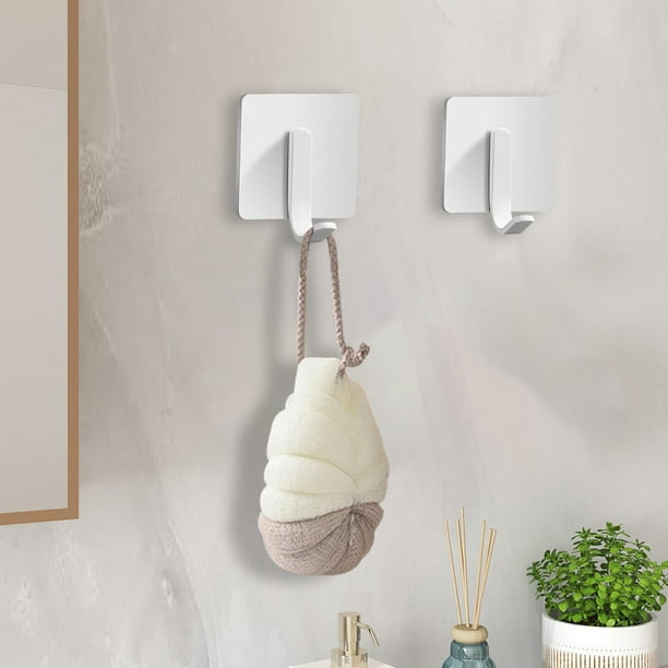 Gancho de toalla de acero inoxidable en pack de 2 • Soporte adhesivo fuerte en la pared • Organizador resistente al óxido para baño y cocina • 5,6x4,5 cm