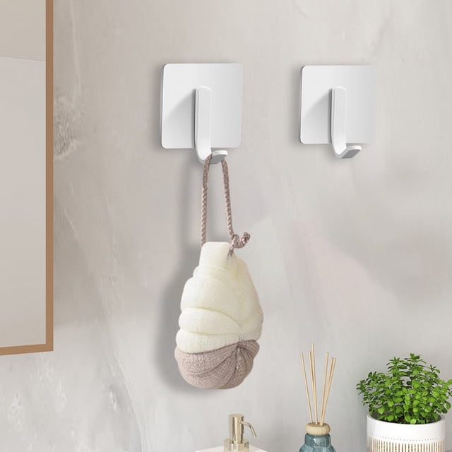 Ganchos de Pared de Acero Inoxidable (Paquete de 2) | Ganchos Adhesivos Resistentes a La Oxidación para Cocina, Baño y Armario | Organizador para Toallas y Perchas