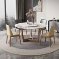 thumbnail image 2 of Nordic Round Dining Table With Turntable For Small Apartment Solid Wood Kitchen Household Furniture Simple Slate Table 4 Chairs My Lux Decor Round, 2 of 14