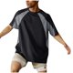 thumbnail image 2 of Blusas y camisas de verano para hombre, de manga corta y cuello redondo, con bloques de color, deportivas, de malla, transpirables y holgadas, de poliéster., 2 of 9