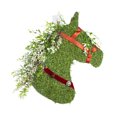 thumbnail image 2 of 17.7in Christmas Horse Head Wreath Front Door Hanging Decor Artificial Grass with Ribbon for Porch, 2 of 8