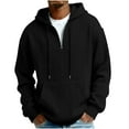 thumbnail image 3 of Mens Solid Color Pullover, Cable Knit Long Sleeve Hoodie, Understated Quiet Luxury Style, 3 of 8