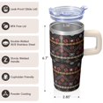 thumbnail image 3 of 20oz Stainless Steel Tumbler with Lid and Straw, Bohemian Boho Insulated Travel Coffee Mug, Double Wall Vacuum Leakproof Cup Design, 3 of 5