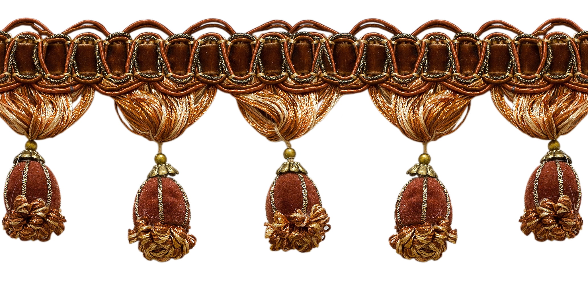 DecoPro 3" Beaded Tassel Fringe Trim - Cappuccino Brown Multicolor For Sewing & Crafts