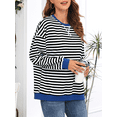 thumbnail image 3 of FIUFY Women's Casual Sweatshirt Long Sleeve Pullover Top Oversized Shirt With Striped Color Block, 3 of 8
