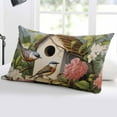 thumbnail image 5 of Pink White Floral Throw Pillow Cover, Spring Country Bird House Rectangle Decorative Pillow Case Protector Soft Cushion Cover Lumbar Pillowcase for Couch Sofa Bedroom Car Chair Decor 20x30 Inch, 5 of 8