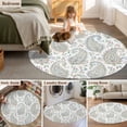 thumbnail image 5 of Round Rugs 4Ft, Paisley Flower Round Area Rug Washable Indoor Throw Carpet, Spring Watercolor Modern Floral Leaf Plant Soft Non Slip Circle Rug for Kitchen Nursery Room Home Decor Aesthetic, 5 of 8