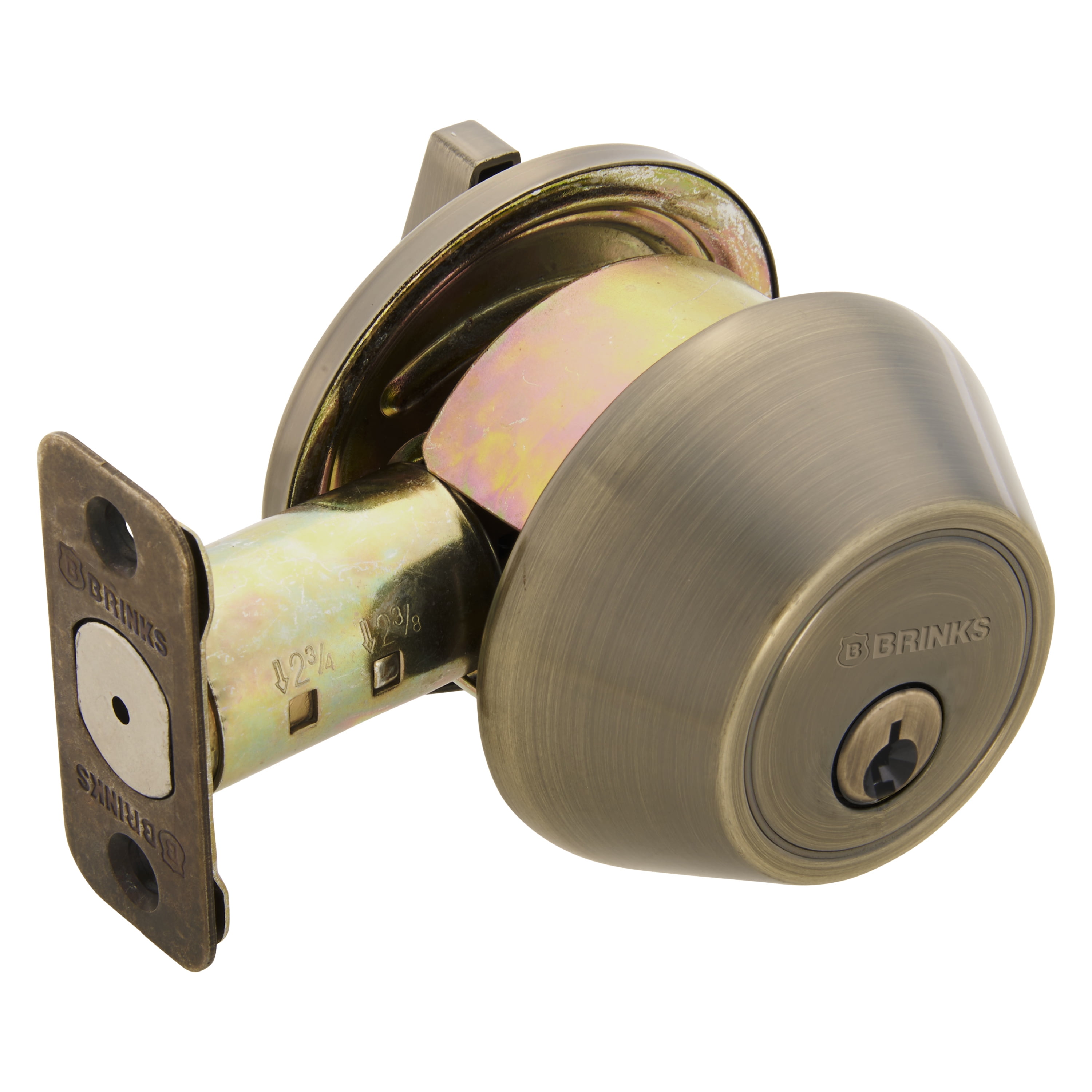 Brinks Single Cylinder Deadbolt Lock, Antique Brass Finish