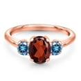 thumbnail image 3 of Gem Stone King 18K Rose Gold Plated Silver Ring Garnet and Persian Blue Moissanite (1.96 Cttw), 3 of 6