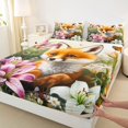 thumbnail image 3 of Erosebridal Fox Fitted Sheet Full for Girls, Pink Lilies Bed Set, 3 Pieces 1 Fitted Sheet and 2 Pillowcases, 3 of 6