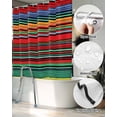 thumbnail image 5 of Split Shower Curtain for Transfer Bench, Boho Red Stripes Fabric Shower Curtains for Bathroom, Colorful Mexico Blue Green Yellow Tub Sliding Transfer Bench Waterproof Bath Curtains 72"x96", 5 of 9