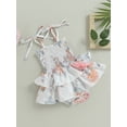 thumbnail image 3 of xiaxaixu Bébé Fille Été Romper, Cravate Sans Manches Épaule Col Carré Imprimé Floral Romper Robe, 3 of 7